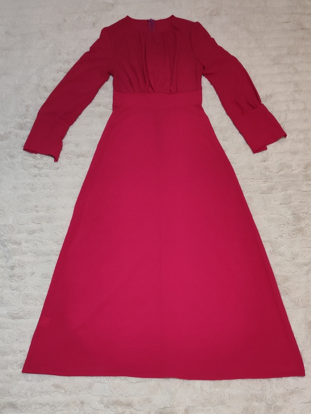 Women's Long Sleeve Magenta A-Line Dress